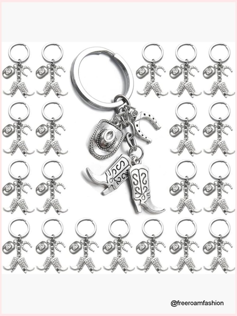 20 Pcs Western Cowgirl Horseshoe Keychain Set